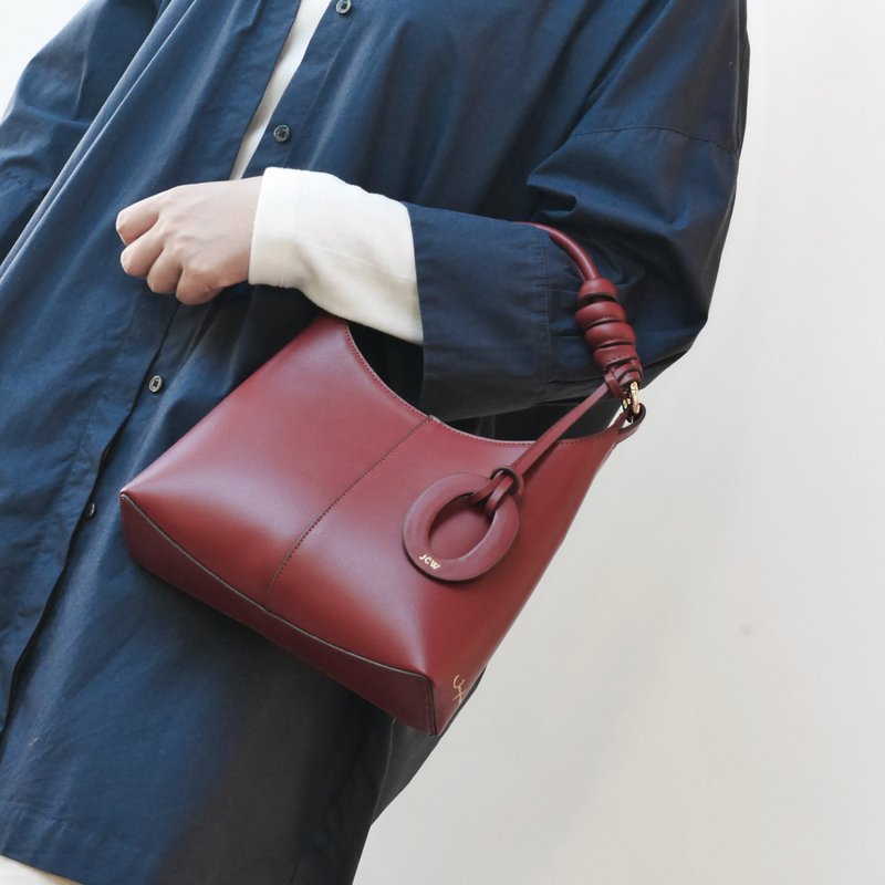 Onyx Shoulder Bag 肩背包 - Burgundy Red Nappa Leather 牛皮 - 手提包/手提袋 - 真皮 紅色