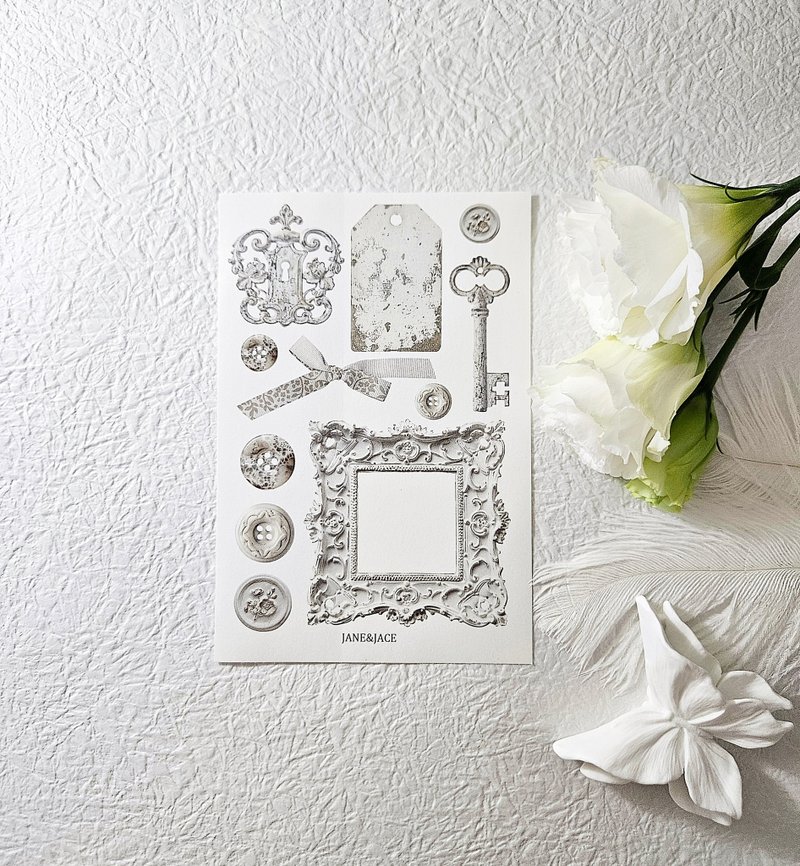 vintage decorative stickers - Stickers - Paper White