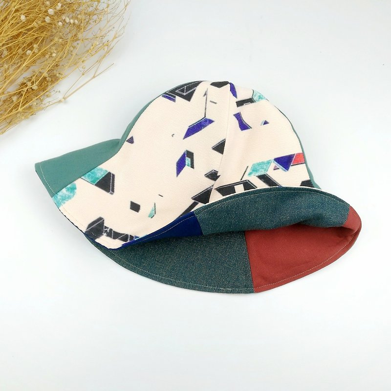 Calf Village Calf Village handmade double-sided hat custom sunhat neutral simple geometric autumn and winter cotton velvet {minimalist} [H-407] - Hats & Caps - Paper White