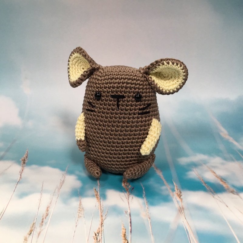 坐禪系列  坐禪鼠針織娃娃 - 公仔/玩偶 - 棉．麻 