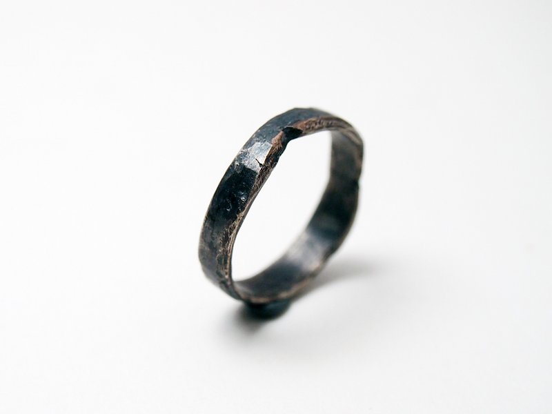 Coal Series  #a263 Melted Rock Ring - แหวนทั่วไป - เงิน สีดำ