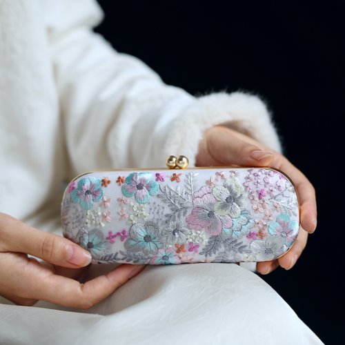 相縫手工設計館 手工蘇錦刺繡復古藝文近視太陽墨鏡眼鏡盒女可擕式收納盒