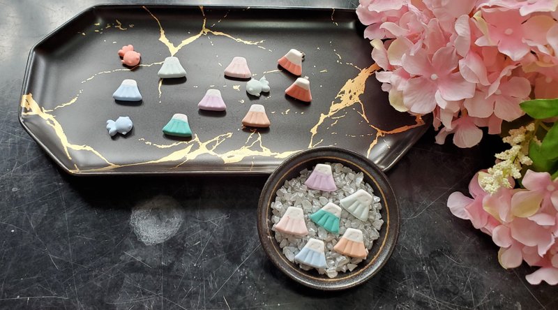 Mount Fuji gypsum earrings homemade diffuser Stone candy color customized system - Earrings & Clip-ons - Other Materials Multicolor