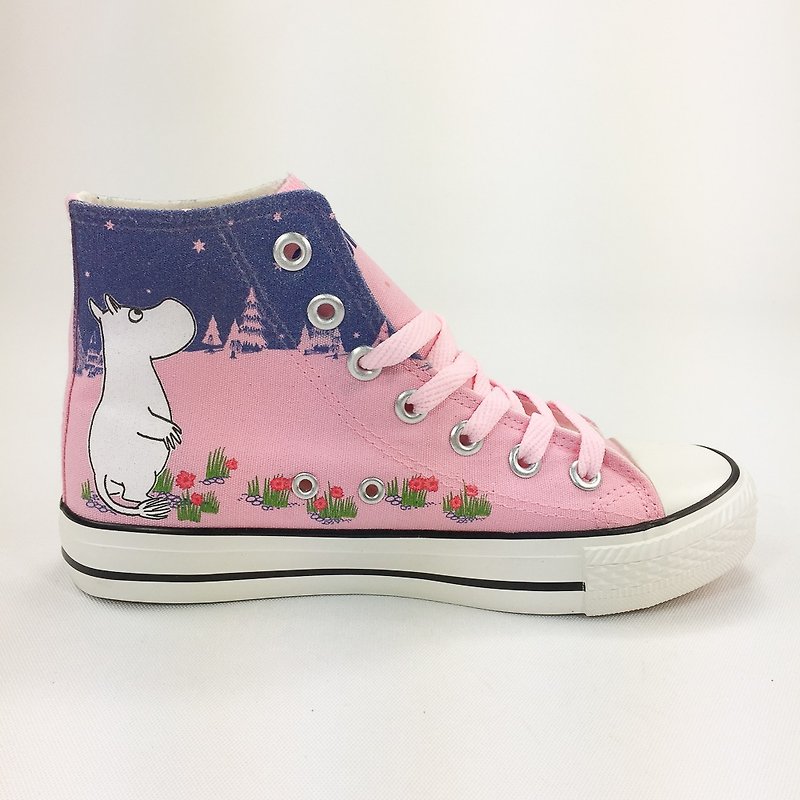 Authorized by Moomin-Canvas Shoes (Powder Shoes, Pink Belt/Women's Shoes Limited)-AE21 - รองเท้าลำลองผู้หญิง - ผ้าฝ้าย/ผ้าลินิน สึชมพู