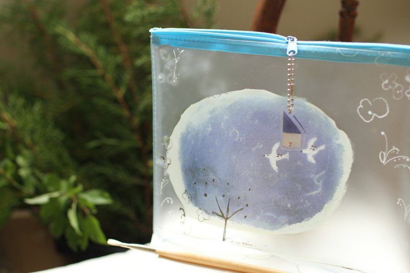 Transparent frosted pencil case - Bluebird - Pencil Cases - Waterproof Material 