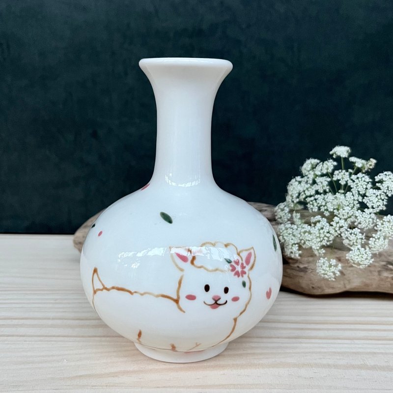 A Lu 羊咩咩陶花瓶/擺飾/禮物 原創手繪 - 花瓶/花器 - 陶 多色