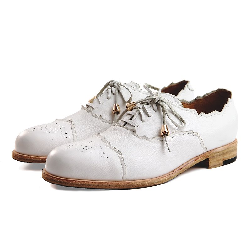 Oxford leather  shoes Arthur M1168 White - รองเท้าอ็อกฟอร์ดผู้ชาย - หนังแท้ ขาว
