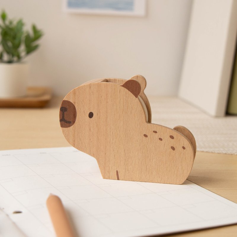 [Animal Glue Tour-Capybara] Glue table/stationery storage/tape table - Other - Wood Brown