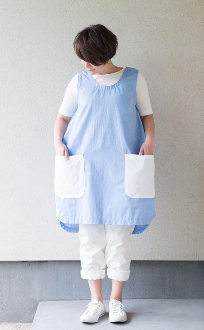 Organic Cotton Pocket Tunic Dress Dress 【Pop Sack Plain Woven Fabric】 - One Piece Dresses - Cotton & Hemp 