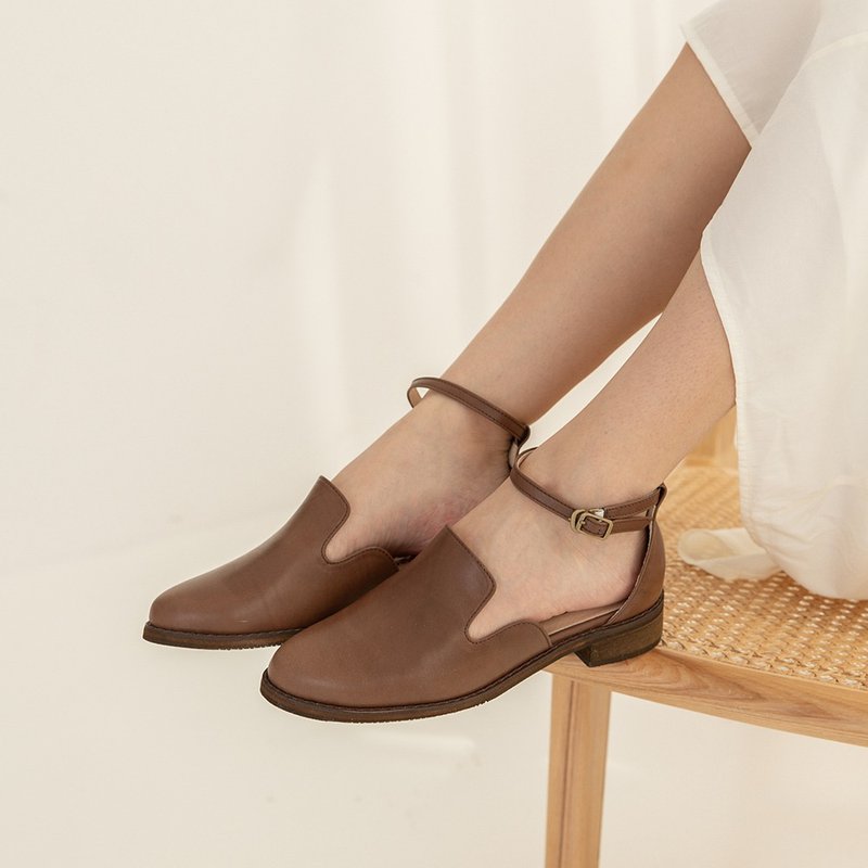 Dateline Osei Shoes-Irish Coffee - รองเท้ารัดส้น - หนังแท้ สีนำ้ตาล