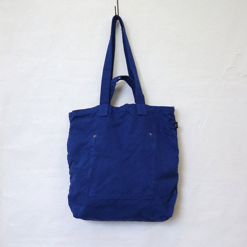 NEW Tote Bag L [Ruri] (VC-2) - กระเป๋าถือ - ผ้าฝ้าย/ผ้าลินิน สีน้ำเงิน