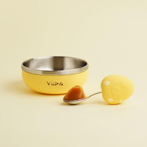 VIIDA Soufflé 抗菌不鏽鋼學習湯匙+餐碗+吸盤 | 小兒發展治療師推薦