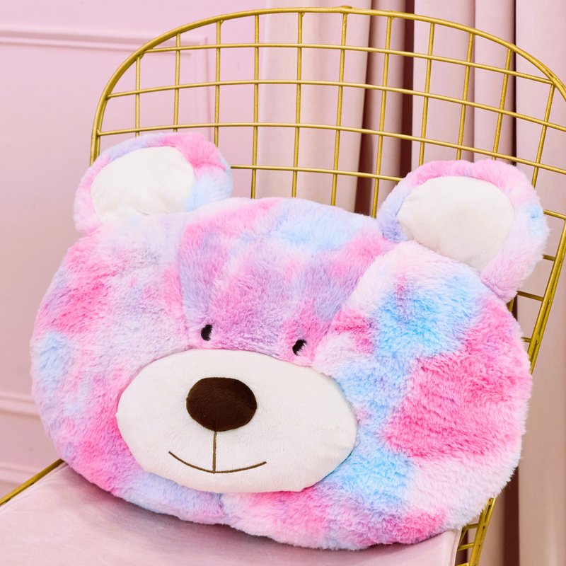 CANDY BEAR 呼嚕嚕吹泡泡的泡泡糖熊 熊頭小抱枕 45cm - 枕頭/抱枕 - 聚酯纖維 多色
