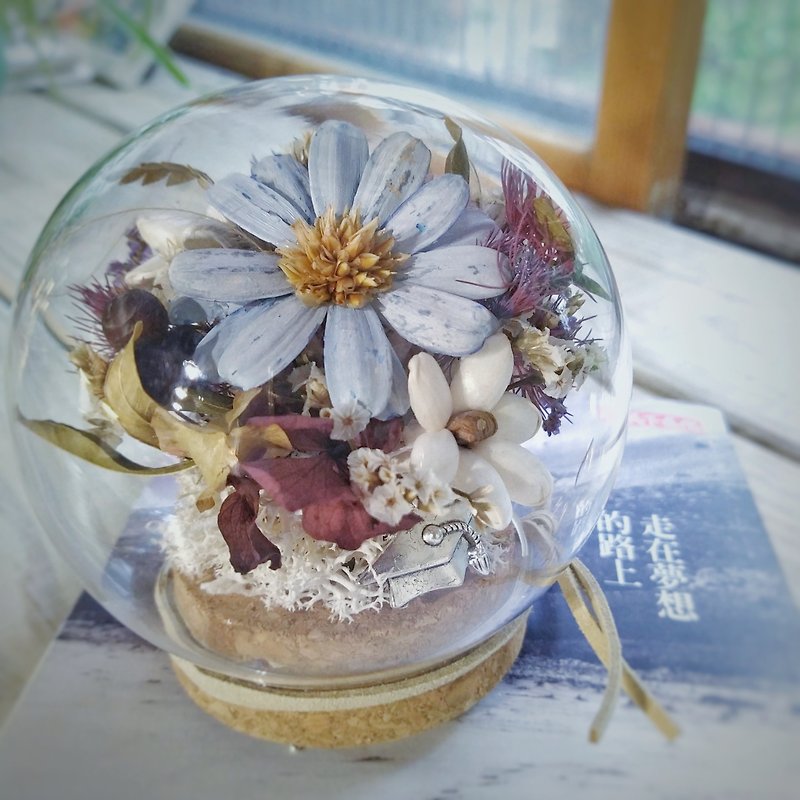 客製永生花乾燥花玻璃球 - 花瓶/陶器 - 植物．花 透明