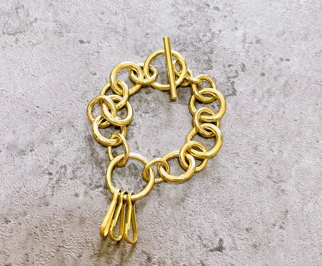 Amazon | [BRASS STORE] 真鍮 喜平チェーン ブレスレット（細幅 Sサイズ）ブラス カニカン バングル 腕輪 レディース  アクセサリー 小豆 二重カン ゴールド 金色 | バングル 通販