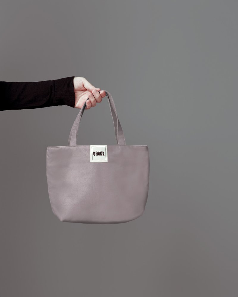 Simple plain canvas / tote bag / lunch bag / 藕 purple gray - Handbags & Totes - Cotton & Hemp Gray