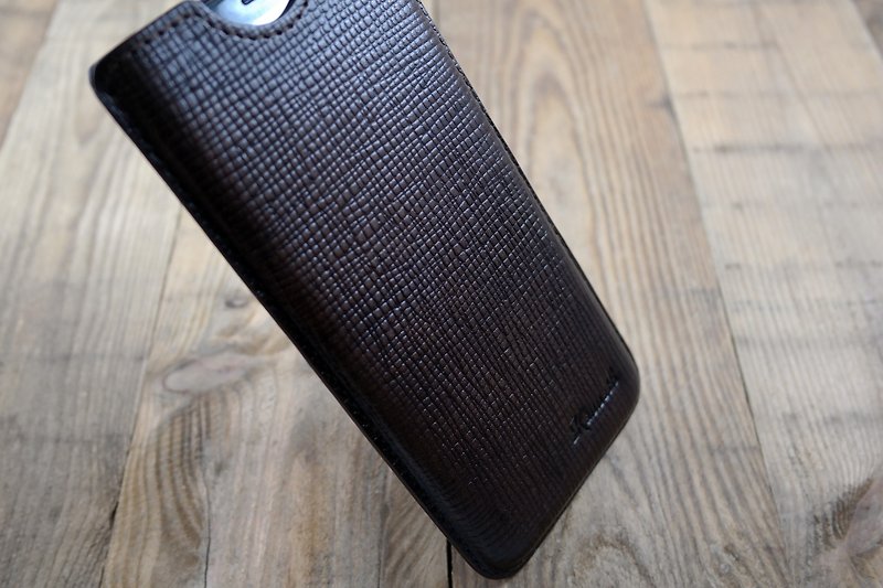 APEE leather handmade ~ plastic phone holster ~ cross-grain chocolate ~ (Samsung S8 / S8 +) - Other - Genuine Leather Brown