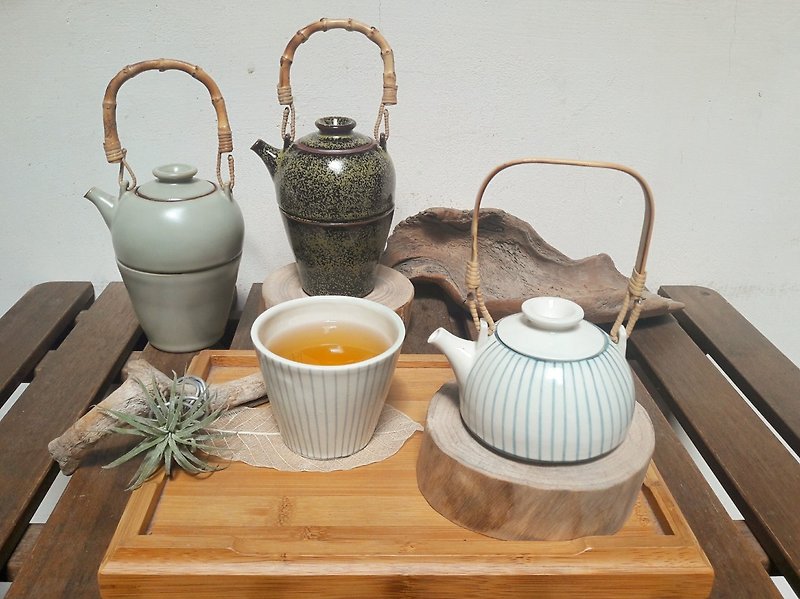 Taiwanese Blue Wangfu Urn Tea Wine Set of 4-Wang Ke + Fu Cup + Wang Wang Small Cup x2 - Teapots & Teacups - Pottery 