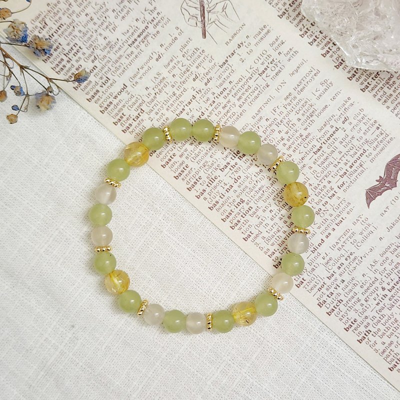 Xiuyu/White Moonlight/Titanium Crystal Natural Stone Bracelet - Bracelets - Gemstone Green