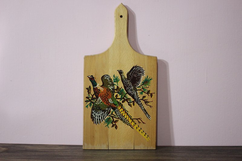 Italy brought back male and female pheasant wood ornaments (birthday gifts/Christmas gifts/Valentine's Day gifts) - ของวางตกแต่ง - วัสดุอื่นๆ สีนำ้ตาล