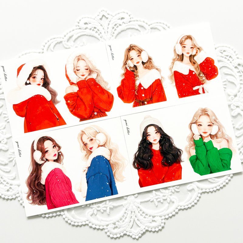 冬日女孩紙膠帶 - memo/便利貼 - 紙 多色