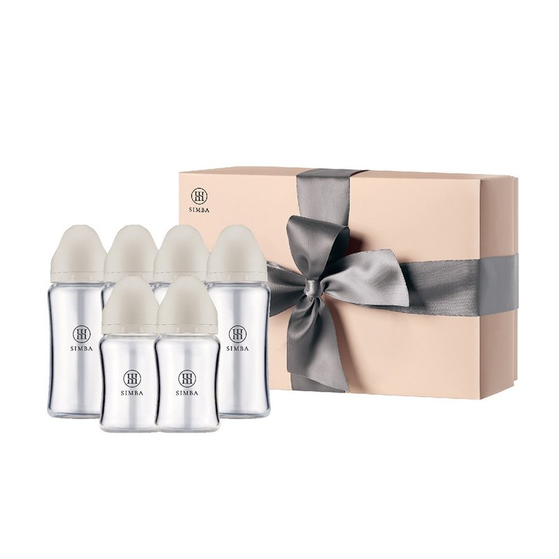 【Simba小獅王辛巴】蘊蜜質金玻璃寬口奶瓶禮盒(蒔黑/彌月禮盒) - 彌月禮盒 - 玻璃 多色