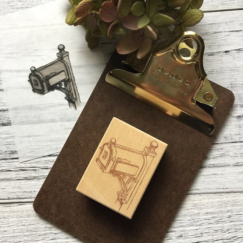 Hand- drawn A waiting mailbox - Stamps & Stamp Pads - Wood 