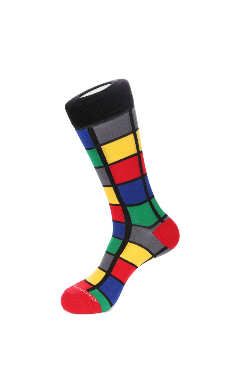 Color Square Socks 彩色格子襪子 by Unsimply Stitched - 襪子 - 棉．麻 多色
