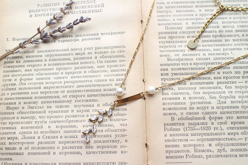 Greece-Pearl zircon necklace - Necklaces - Other Metals 