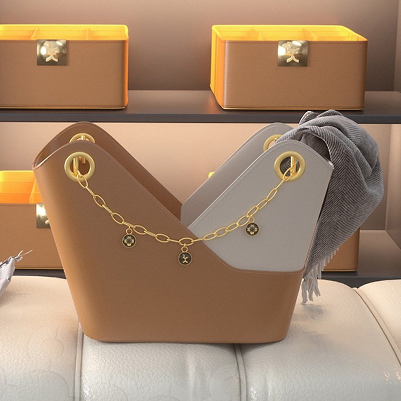 bencross original intention-leather two-color storage basket-vanilla+orange - Storage - Other Metals Gold