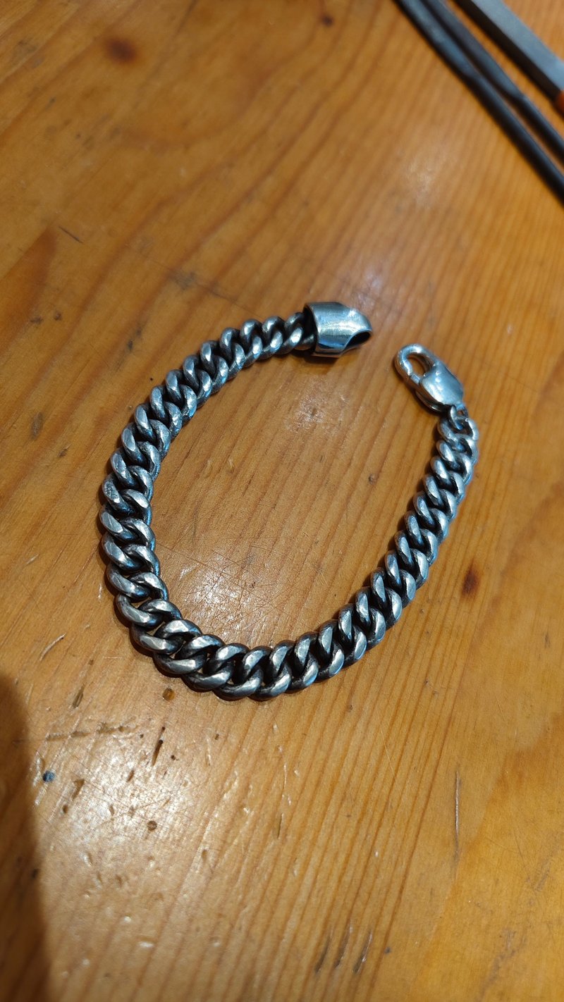 手工純銀古巴鏈 cuba chain - 手鍊/手環 - 貴金屬 銀色