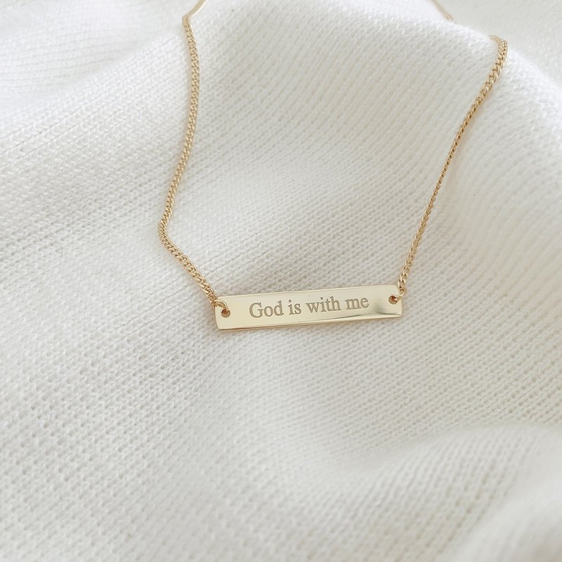 JIN CHA GOD- Square sterling silver necklace silver/gold God is with me/Christ - สร้อยคอ - เงินแท้ 