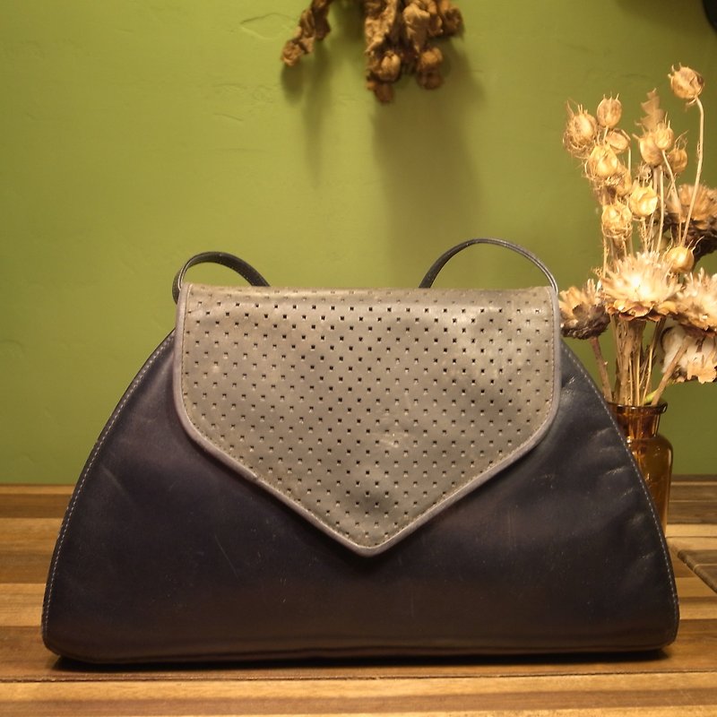 Old bone Beltrami stitching design side backpack VINTAGE - Messenger Bags & Sling Bags - Genuine Leather Blue