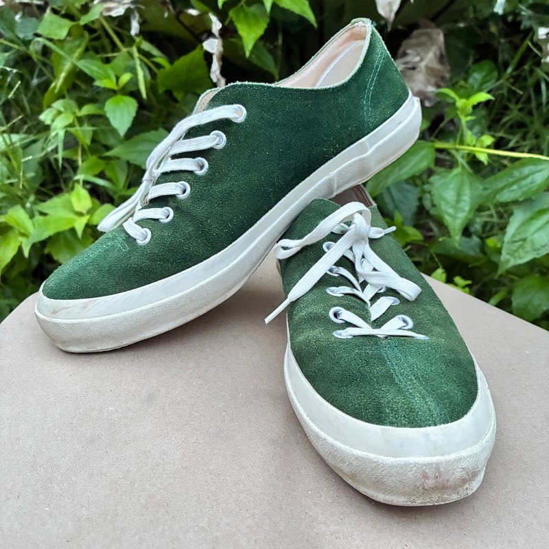 Moonstar Minima Green Suede Fine Vulcanized Sneaker Made in Kurume Japan - 男休閒鞋 - 棉．麻 綠色
