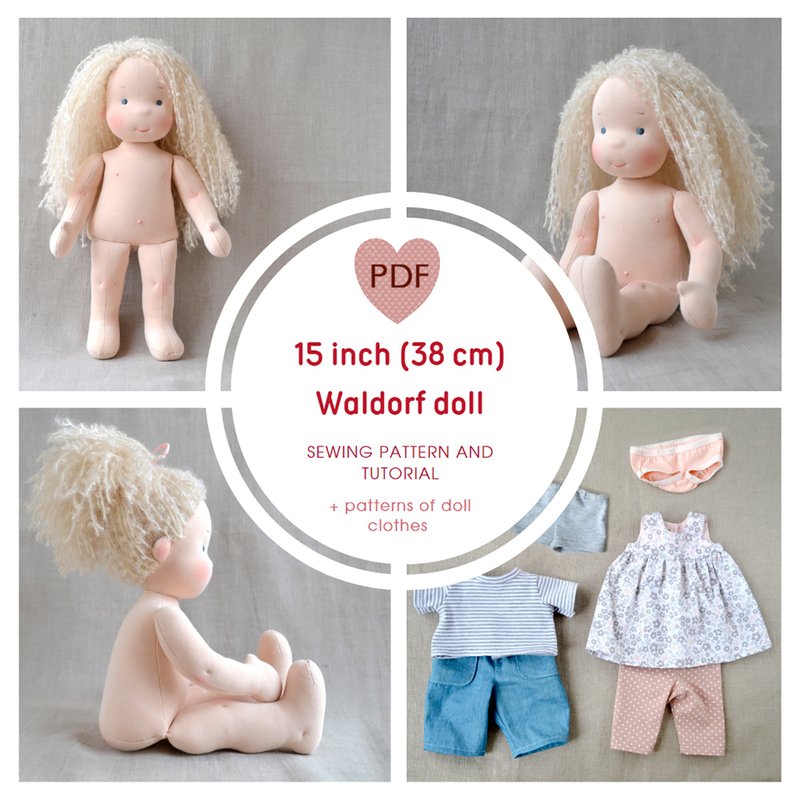 15 英寸/38 厘米 華爾道夫娃娃的 DIY PDF 縫紉花樣和教 - 手工藝教學/工具書 - 其他材質 