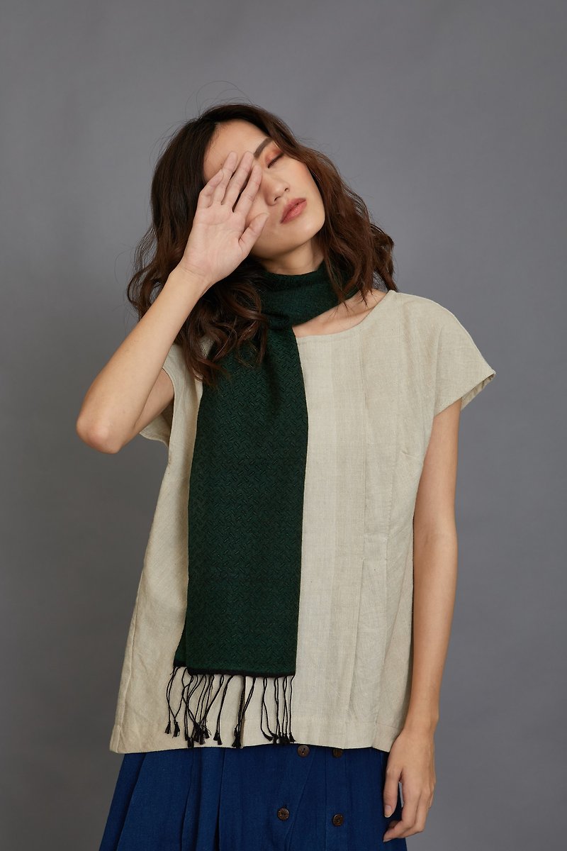 Green grass hug cashmere silk scarves - fair trade - Scarves - Wool Green