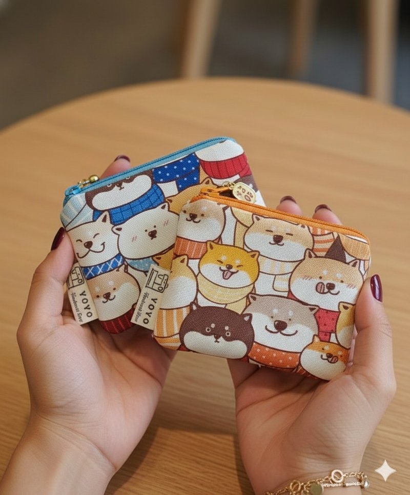 YOYO文創療愈柴犬零錢包  収納包 口紅包 - 側背包/斜孭袋 - 棉．麻 