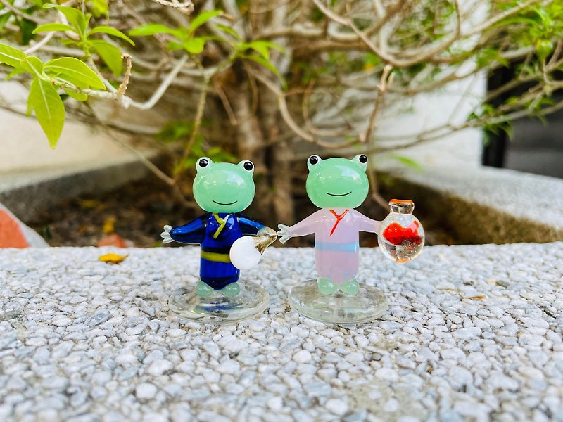 水晶玻璃 和服 青蛙 夫妻 情侶 - 裝飾/擺設  - 玻璃 