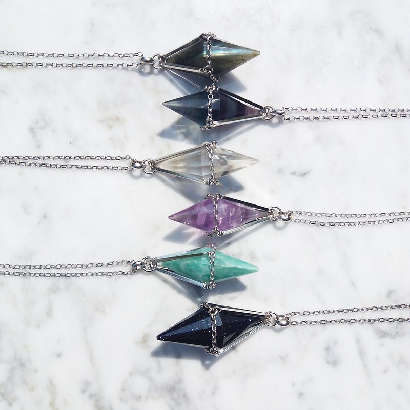 【Sacred Bonding】Crystal Pendulum Necklace / silver necklace - Necklaces - Semi-Precious Stones Multicolor