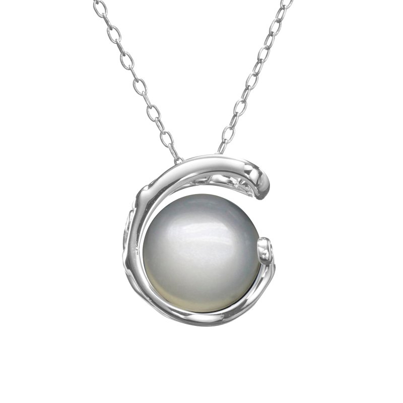 Moonstone Sterling Silver Necklace, White color Birthstone Jewelry, - สร้อยคอทรง Collar - เครื่องประดับพลอย ขาว