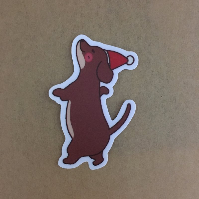 Sausage daily kicking small waterproof sticker SS0055 - Stickers - Paper Brown