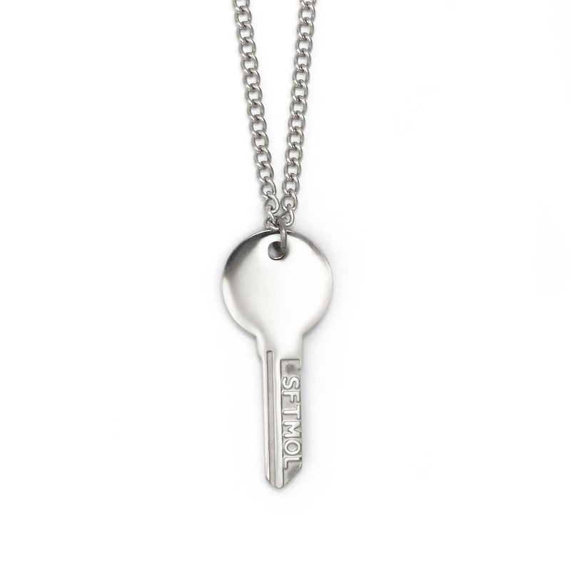 Recovery meaning of life key necklace (steel Silver) - สร้อยคอ - สแตนเลส สีเงิน