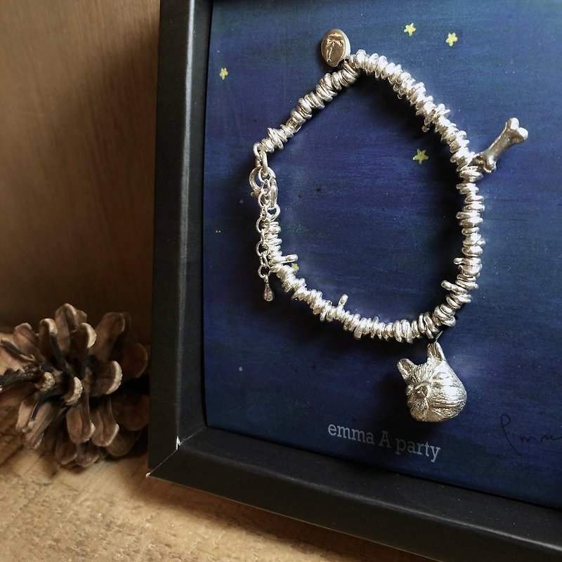 emmaAparty sterling silver bracelet-hairy bean bone bracelet (three-dimensional work) - Bracelets - Sterling Silver 