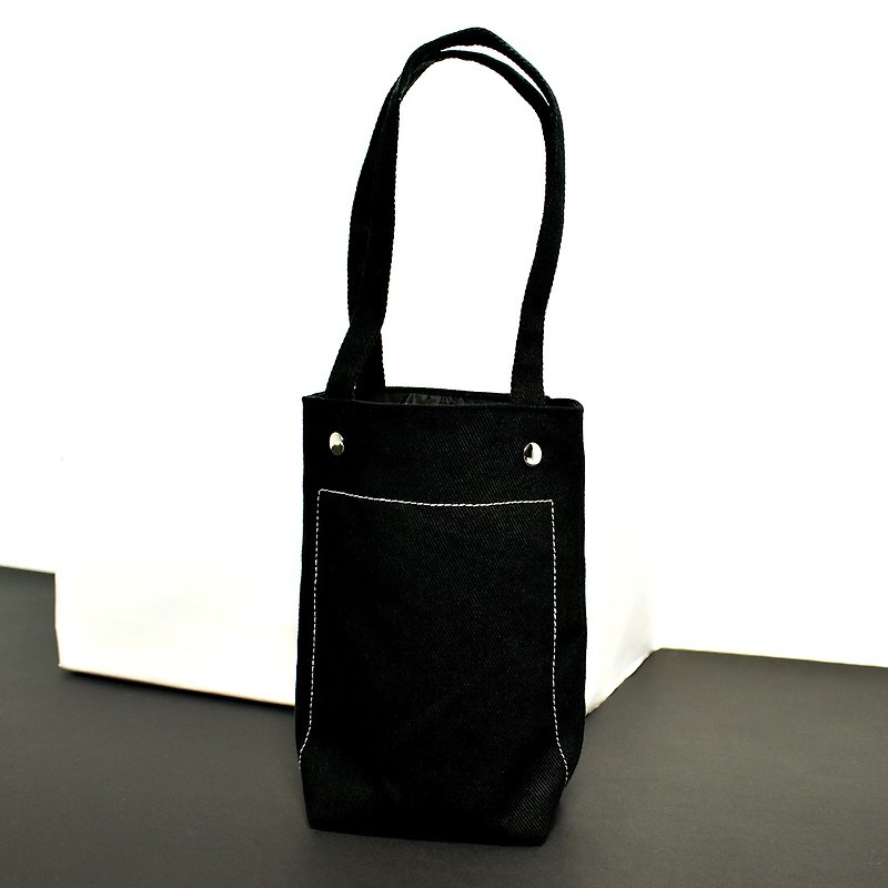 [Customized] Beverage bag can be added with strap - ถุงใส่กระติกนำ้ - ผ้าฝ้าย/ผ้าลินิน สีดำ