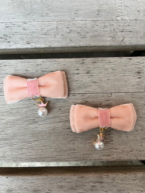 ribbons-mom 2pcs Ribbon hair clip mini collection baby pink