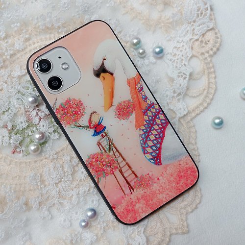 StephyDesignHK 【客製化禮物】白天鵝鏡面手機保護殼 iPhone 15 全新上市款
