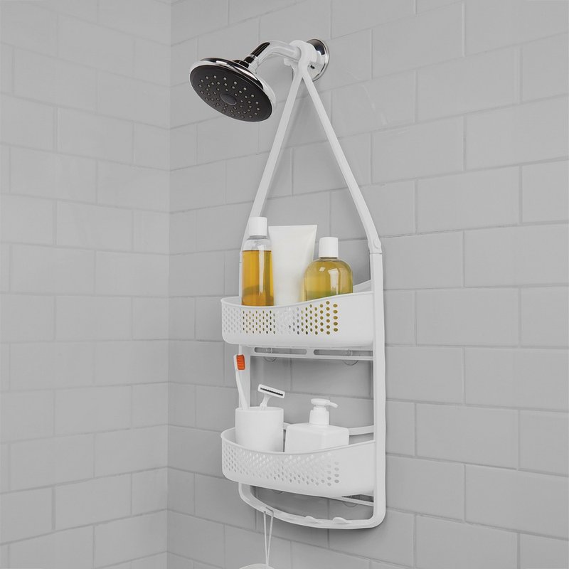 【Umbra】Snorkel吊掛式浴室雙層瀝水置物架(雲朵白) - 衛浴用品/浴室收納 - 塑膠 白色
