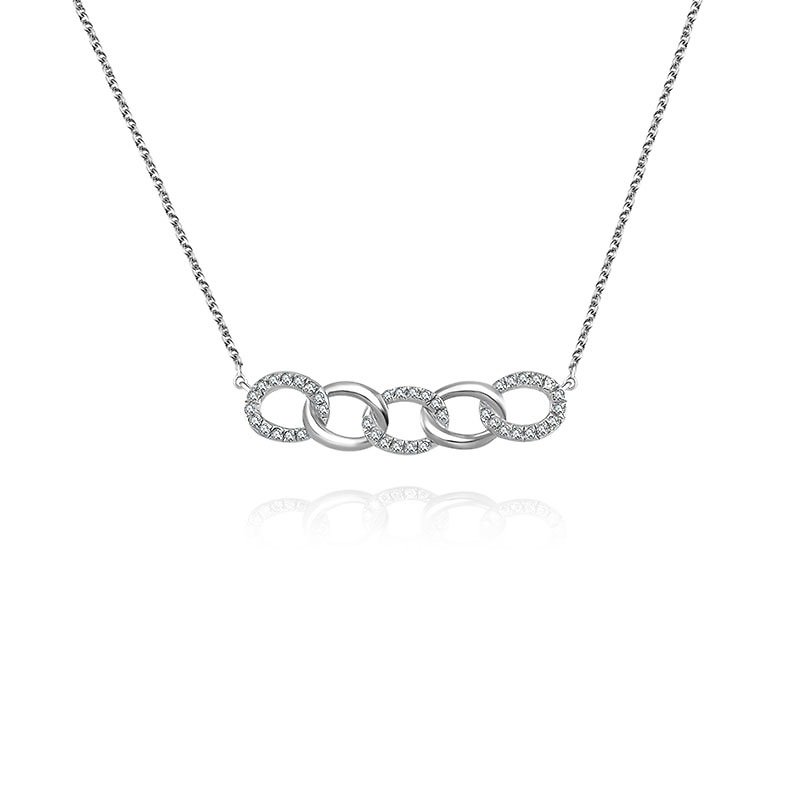 Chain Shape Diamond Necklace - สร้อยคอ - โลหะ สีส้ม