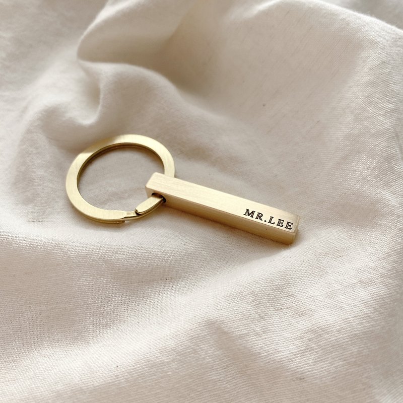 【客製化禮物】黃銅刻字鑰匙圈 - 鑰匙圈/鑰匙包 - 銅/黃銅 金色