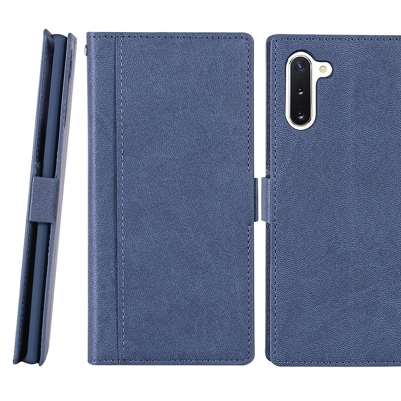 CASE SHOP SAMSUNG Note 10 Storage Side Flip Stand Leather Case-Blue (4716779661057 - Phone Cases - Faux Leather Blue